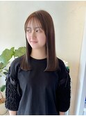 赤味消し透明感ベージュ切りっぱなし ミディアム【20代/30代】
