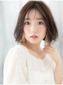 透け感オンブレカラーくせ毛風ゆるふわボブo小山10代20代30代