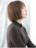 ニュアンスカラー小顔ツヤ髪切りっぱなしボブb天王台