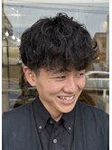 シャドウパーマツイストスパイラルマッシュツーブロック刈り上げ