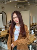 ロングレイヤーカットカシスブラウン