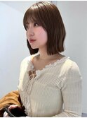 結べて安心長めボブ×クリーミーベージュ