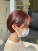 ブリーチ1回ピンクブラウン×丸みショート