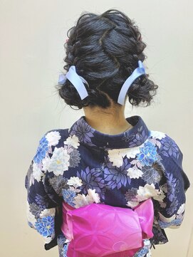 ディア(.eer) 浴衣アレンジ // 編み込み × ふわふわお団子ツインテール