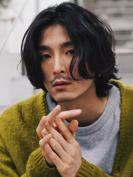 オルト(Altn) 大人の波巻きスパイラルパーマミディアムロングメンズカットヘア