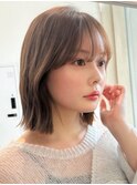 大人可愛い20代30代40代レイヤー切りっぱなしボブミディアム