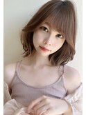 韓国風/透明感カラー/オリーブアッシュ/ぱっつん前髪/小顔カット