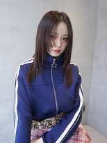 ミディアムレイヤーハッシュレイヤーグレージュカラー前髪