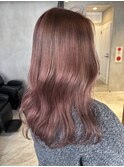 レディースロングヨシンモリダブルカラーピンクブラウン