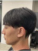フェザーパーマ/グレーブルーカラー/刈り上げショートパンク