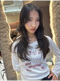 ミニウルフチェリーブラウンブリーチなしレイヤー韓国前髪/池袋