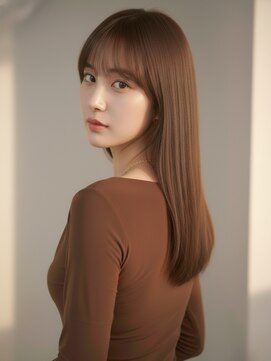 フレイムス ヘアアンドリラックス 東川口店(Frames hair&relax) 20代30代40代/艶感ブラウン×縮毛矯正ストレート東川口