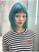ブリーチハイトーンデザインミントブルーターコイズブルー水色