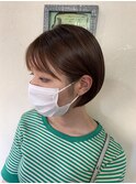 小顔・小頭♪丸みミニボブ×オレンジベージュ　【福岡 聖容】
