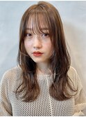 ワンカールパーマで作るレイヤーミディアム/シースルーバング/