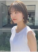 ナチュラル外ハネボブ#切りっぱなしボブ#美髪#ピンクブラウン