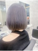 パープルグレー*ショートボブ*前髪ショート20代30代ミニボブ