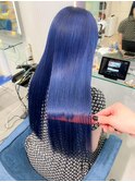ディープブルーでツヤ髪ロングに☆