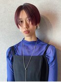 ワインレッド×切りっぱなしショート【本多身和子】