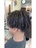 Instagramで話題のデザインパーマ＋ホワイト(グレー)メッシュ＋カット