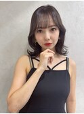 ワイドバング/韓国ヘア/ブルーブラック/外ハネボブ