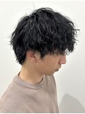 ツイストスパイラルパーマメンズカットパーマウルフ波巻きパーマ