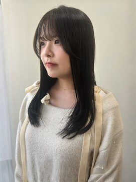 ユニバイリサ 天神大名店(uni by risa) 前髪カット 顔周りレイヤー ストレート 髪質改善 透明感カラー