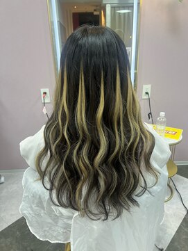 ガルボ ヘアー(garbo hair) 艶髪　ハイライト　プルエクステ