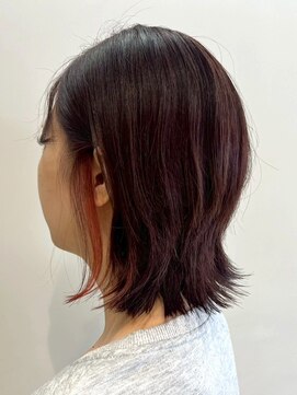 オレンジペコ(orange peco) イヤリングカラー デザインカラー ウルフカット 外ハネミディ