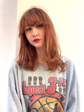 サロンドミルク 溝の口店(salon de MiLK) ＊ちょい小悪魔風なパールオレンジにブラウンをちょい足しカラー