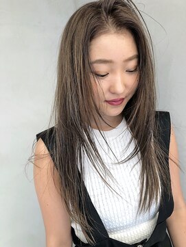 ラル 立川(lar) レイヤーミディ_ オリーブカラーハイライトカラードレスヘア