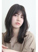 ハイライト  セミロングレイヤー グレージュ
