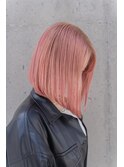 ワンレンボブ　ピンクカラー