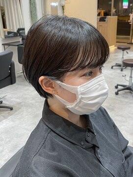 ベンジー 北上店(benji) 大人可愛い20代30代40代黒髪前下がりショートボブ丸みショート◎