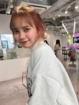 ランテルディ 渋谷(LANTERDIT) 外ハネボブ　くびれヘア　ピンクベージュ