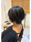 ショートボブ髪質改善白髪ぼかしハイライトスクールカット