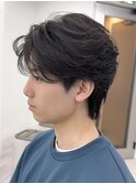 センターパートフェザーショートフェザーパーマ毛流れウルフ