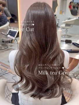 グロー 大宮(GLROW) ブリーチなしダブルカラーで作るミルクティーグレージュ大宮