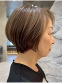 表参道白髪ぼかしくびれショート上品ショートボブアッシュ40代