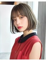 ケイバイミシェリー(kei by misherry)&nbsp;透明感オリーブグリーン×王道ショートボブ/まとまるオージュア