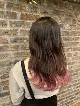 エミュー ラ ピエス(emu la piece) ピンクグラデーション/波巻き/レイヤーロング/フレンチガーリー