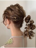 ポニーテール　金箔　ドレスヘア　結婚式　花嫁