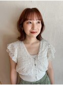 くびれボブ×オレンジブラウン×切りっぱなし×10代20代30代