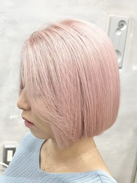 ロア 福岡天神本店(LORE) ダブルカラーミルクティーピンクベージュカラーハイトーンカラー