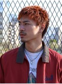 ビビットオレンジで作る刈り上げないスパイキーショート　メンズ