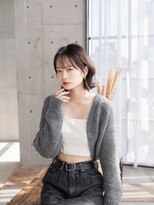 フレーム 博多店(FRAME)&nbsp;軽め顔まわりレイヤーカットくびれ外はねボブ×透明感グレージュ