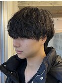 原宿ゆるめシャドウパーマメンズマッシュウルフカット10代20代