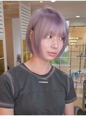 【透明感溢れる上品な私】ラベンダーベージュ×ミニボブ『小川』