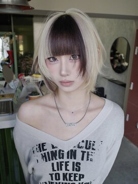 原宿/ウルフカット レイヤー デザインカラー ルーツカラー 