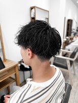 セイドット フクオカ(Say.FUKUOKA) 天神大名シャドウパーマツーブロック刈り上げ黒髪パーママッシュ